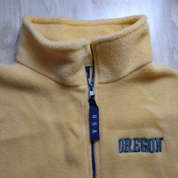 Vintage Oregon Ducks Logo Zipper Fleece Vest - Picture 1 of 7